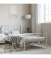 vidaXL Metal Bed Frame without Mattress with Footboard Whi — Size: 100 x 200 cm, Model: with headboard & footboard — V0671963464