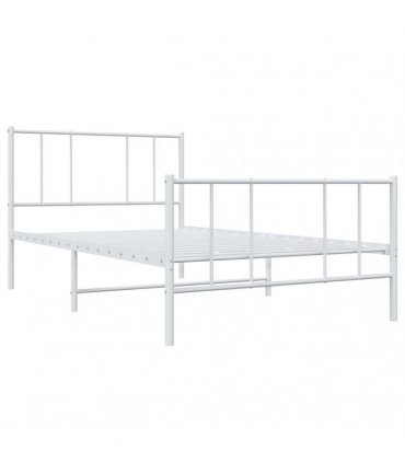 vidaXL Metal Bed Frame without Mattress with Footboard Whi — Size: 100 x 200 cm, Model: with headboard & footboard — V0671963464