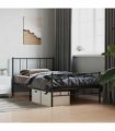 vidaXL Metal Bed Frame without Mattress with Footboard Blac — Size: 90 x 190 cm, Model: with headboard & footboard — V0671963472