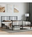 vidaXL Metal Bed Frame without Mattress with Footboard Bla — Size: 140 x 190 cm, Model: with headboard & footboard — V0671963477