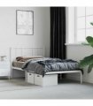vidaXL Metal Bed Frame without Mattress with Headboard White 75x190cm — Size: 75 x 190 cm — V0671963479