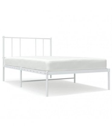 vidaXL Metal Bed Frame without Mattress with Headboard White 75x190cm — Size: 75 x 190 cm — V0671963479
