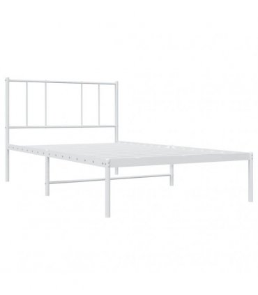 vidaXL Metal Bed Frame without Mattress with Headboard White 75x190cm — Size: 75 x 190 cm — V0671963479