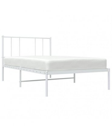 vidaXL Metal Bed Frame without Mattress with Headboard White 75x190cm — Size: 75 x 190 cm — V0671963479