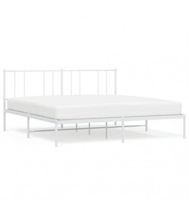 vidaXL Metal Bed Frame without Mattress with Headboard White 193x203cm — Size: 193 x 203 cm — V0671963480