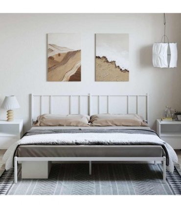 vidaXL Metal Bed Frame without Mattress with Headboard White 193x203cm — Size: 193 x 203 cm — V0671963480