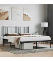 vidaXL Metal Bed Frame without Mattress with Headboard Black 160x200cm — Size: 160 x 200 cm — V0671963486
