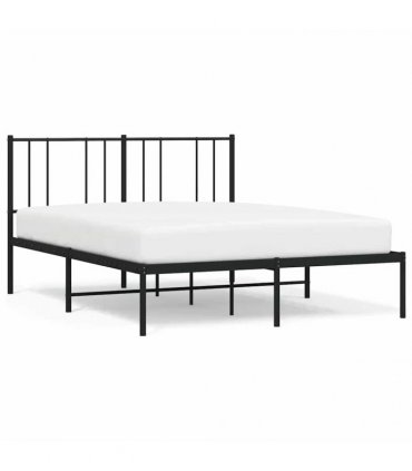 vidaXL Metal Bed Frame without Mattress with Headboard Black 160x200cm — Size: 160 x 200 cm — V0671963486