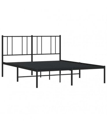 vidaXL Metal Bed Frame without Mattress with Headboard Black 160x200cm — Size: 160 x 200 cm — V0671963486