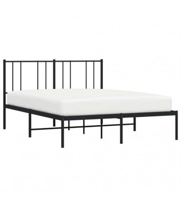 vidaXL Metal Bed Frame without Mattress with Headboard Black 160x200cm — Size: 160 x 200 cm — V0671963486