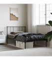 vidaXL Metal Bed Frame without Mattress with Headboard Black 100x200cm — Size: 100 x 200 cm — V0671963492