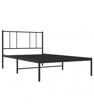 vidaXL Metal Bed Frame without Mattress with Headboard Black 100x200cm — Size: 100 x 200 cm — V0671963492