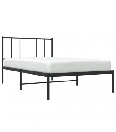 vidaXL Metal Bed Frame without Mattress with Headboard Black 100x200cm — Size: 100 x 200 cm — V0671963492