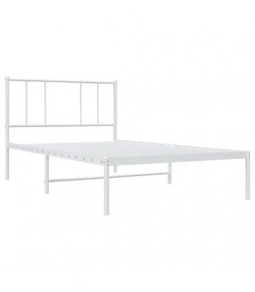 vidaXL Metal Bed Frame without Mattress with Headboard White 80x200cm — Size: 80 x 200 cm