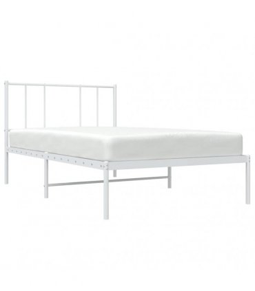 vidaXL Metal Bed Frame without Mattress with Headboard White 80x200cm — Size: 80 x 200 cm