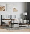 vidaXL Metal Bed Frame without Mattress with Footboard Bla — Size: 120 x 190 cm, Model: with headboard & footboard — V0671963496
