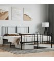 vidaXL Metal Bed Frame without Mattress with Footboard Bla — Size: 160 x 200 cm, Model: with headboard & footboard — V0671963501