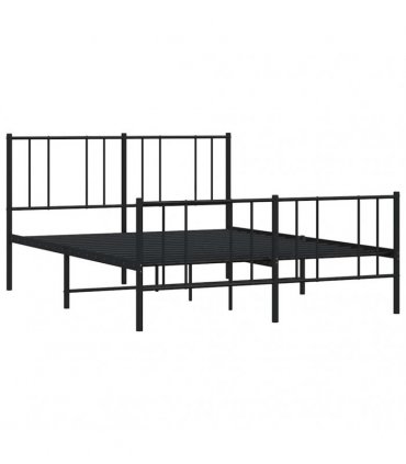 vidaXL Metal Bed Frame without Mattress with Footboard Bla — Size: 160 x 200 cm, Model: with headboard & footboard — V0671963501