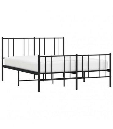 vidaXL Metal Bed Frame without Mattress with Footboard Bla — Size: 160 x 200 cm, Model: with headboard & footboard — V0671963501