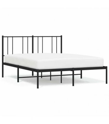 vidaXL Metal Bed Frame without Mattress with Headboard Black 150x200cm — Size: 150 x 200 cm — V0671963506