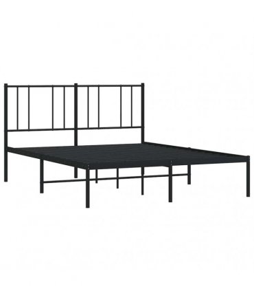 vidaXL Metal Bed Frame without Mattress with Headboard Black 150x200cm — Size: 150 x 200 cm — V0671963506