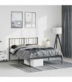 vidaXL Metal Bed Frame without Mattress with Headboard Black 135x190cm — Size: 135 x 190 cm — V0671963507