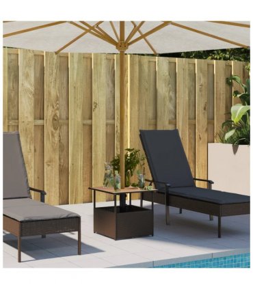 vidaXL Garden Table with Parasol Hole Brown 55x55x46.5 cm Poly Rattan
