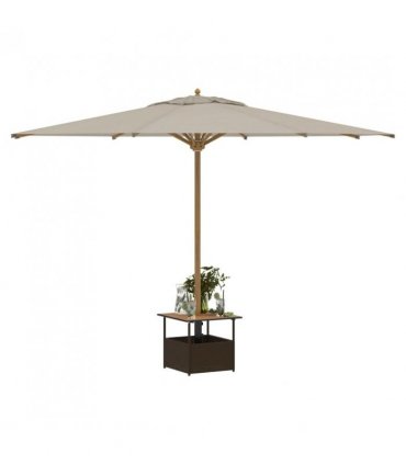 vidaXL Garden Table with Parasol Hole Brown 55x55x46.5 cm Poly Rattan