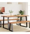 vidaXL Dining Table with Live Edge 160x80x75 cm Solid Wood Acacia — Size: 160 x 80 x 75 cm