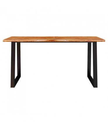 vidaXL Dining Table with Live Edge 160x80x75 cm Solid Wood Acacia — Size: 160 x 80 x 75 cm