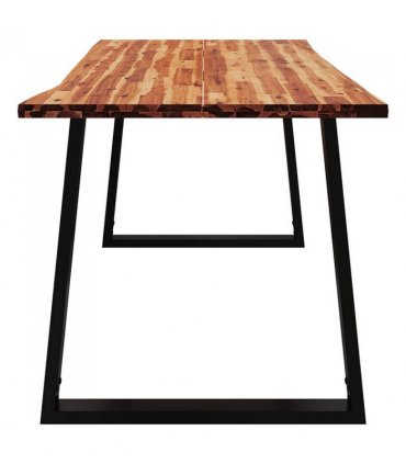 vidaXL Dining Table with Live Edge 160x80x75 cm Solid Wood Acacia — Size: 160 x 80 x 75 cm
