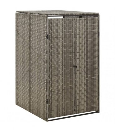 vidaXL Single Wheelie Bin Shed Grey 70x80x117 cm Poly Rattan — Size: 1 bin