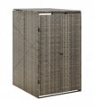 vidaXL Single Wheelie Bin Shed Grey 70x80x117 cm Poly Rattan — Size: 1 bin