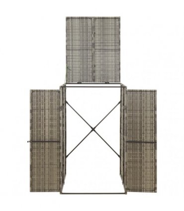 vidaXL Single Wheelie Bin Shed Grey 70x80x117 cm Poly Rattan — Size: 1 bin