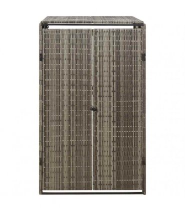 vidaXL Single Wheelie Bin Shed Grey 70x80x117 cm Poly Rattan — Size: 1 bin