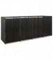 vidaXL Quadruple Wheelie Bin Shed Black 274x80x117 cm Poly Rattan — Size: 4 bins