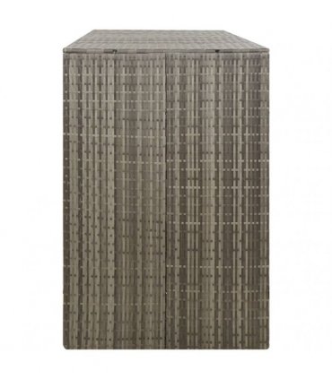 vidaXL Triple Wheelie Bin Shed Grey 207x80x117 cm Poly Rattan — Size: 3 bins
