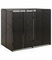 vidaXL Double Wheelie Bin Shed Black 140x80x117 cm Poly Rattan — Size: 2 bins