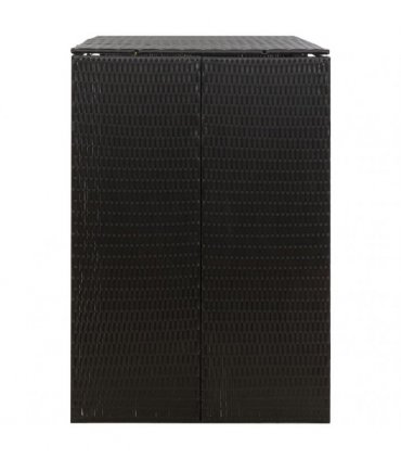 vidaXL Double Wheelie Bin Shed Black 140x80x117 cm Poly Rattan — Size: 2 bins
