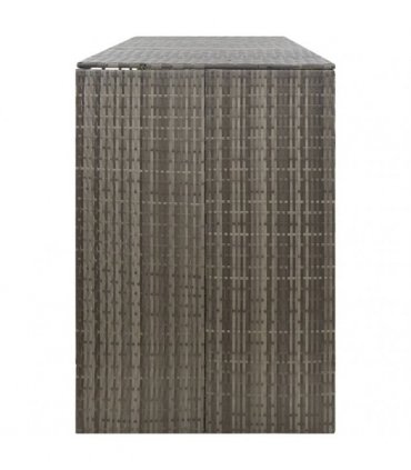 vidaXL Quadruple Wheelie Bin Shed Grey 274x80x117 cm Poly Rattan — Size: 4 bins