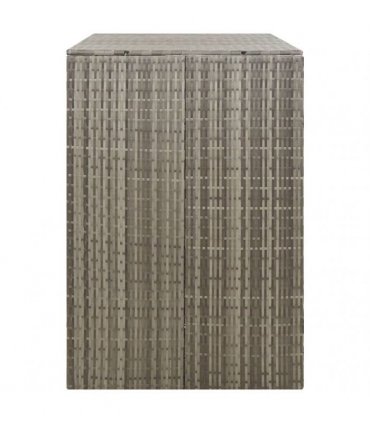 vidaXL Double Wheelie Bin Shed Grey 140x80x117 cm Poly Rattan — Size: 2 bins