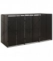 vidaXL Triple Wheelie Bin Shed Black 207x80x117 cm Poly Rattan — Size: 3 bins