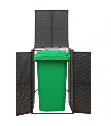 vidaXL Single Wheelie Bin Shed Black 70x80x117 cm Poly Rattan — Size: 1 bin