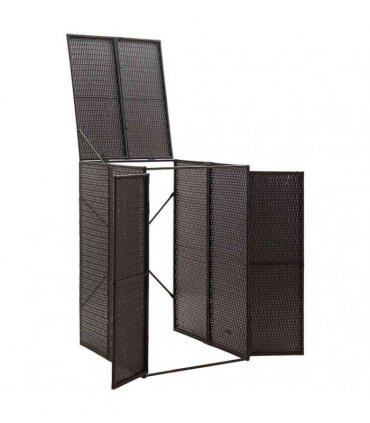 vidaXL Single Wheelie Bin Shed Black 70x80x117 cm Poly Rattan — Size: 1 bin