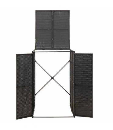 vidaXL Single Wheelie Bin Shed Black 70x80x117 cm Poly Rattan — Size: 1 bin