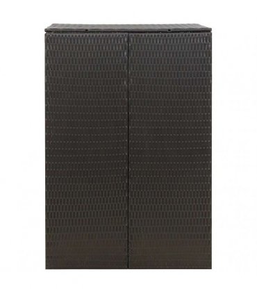 vidaXL Single Wheelie Bin Shed Black 70x80x117 cm Poly Rattan — Size: 1 bin
