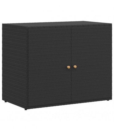 vidaXL Garden Storage Cabinet Black 100x55.5x80 cm Poly Rattan