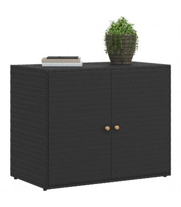 vidaXL Garden Storage Cabinet Black 100x55.5x80 cm Poly Rattan