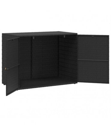 vidaXL Garden Storage Cabinet Black 100x55.5x80 cm Poly Rattan