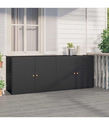 vidaXL Garden Storage Cabinet Black 198x55.5x80 cm Poly Rattan